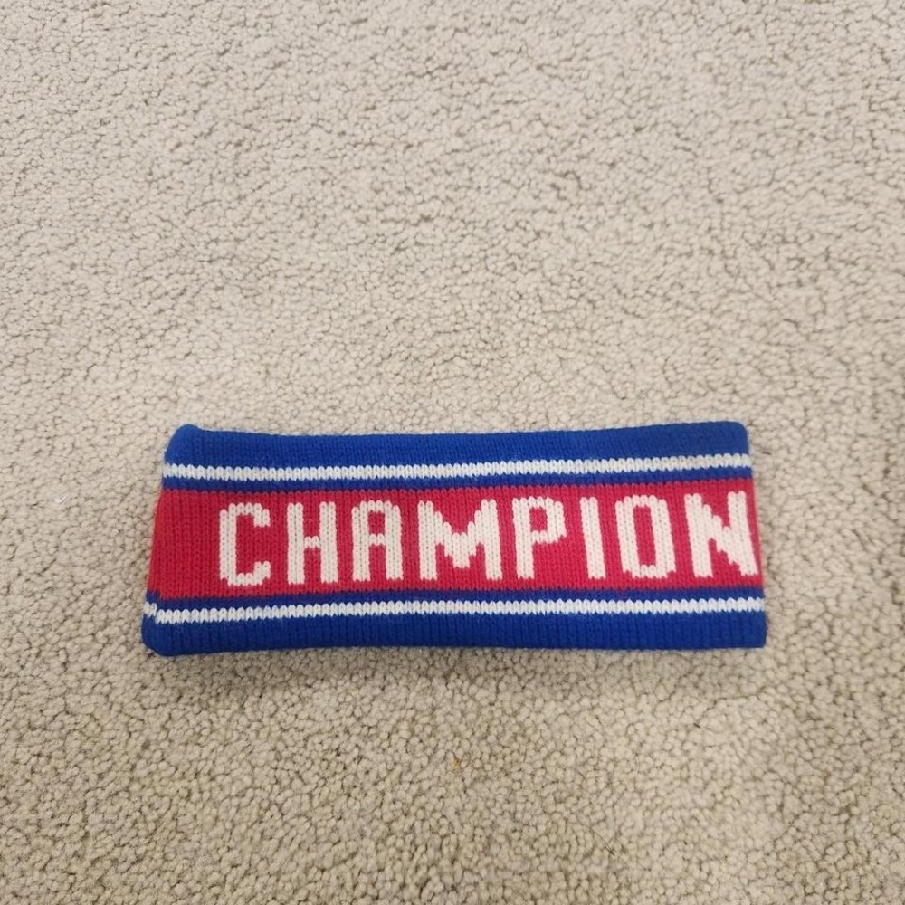 Champion Grey Head‎ Band Adults Vintage Winter Ear Warmer Embroidered USA Wool